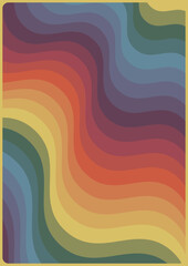 1970s Poster Background, Vintage 70s Colors and Shapes, Waves and Color Lines