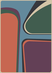 1970s Poster Background, Vintage 70s Colors and Shapes, Waves and Color Lines