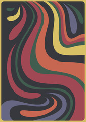 1970s Poster Background, Vintage 70s Colors and Shapes, Waves and Color Lines
