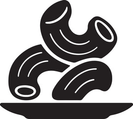 Tasty macaroni pasta silhouette vector. Perfect for cooking, food menu, Italian cuisine, restaurant graphics.
