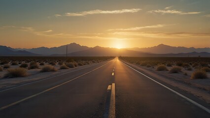 Fototapeta premium Vast Sandy Highway Extending Into the Distant Horizon