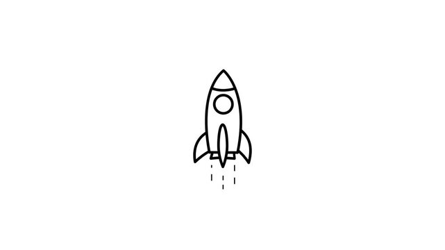 Rocket liner icon animation on a transparent background. 4K