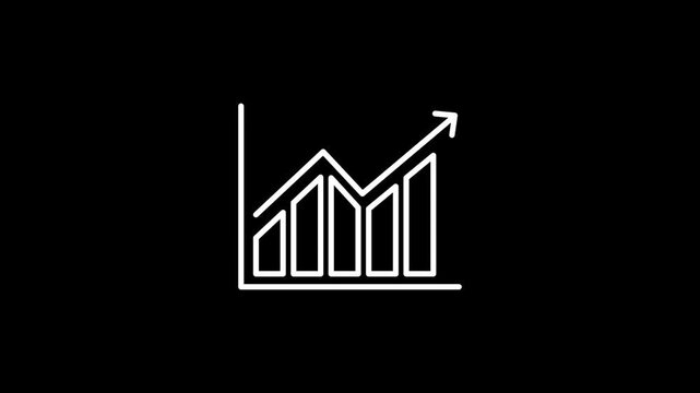 Liner business graph with arrow icon animation. 4K