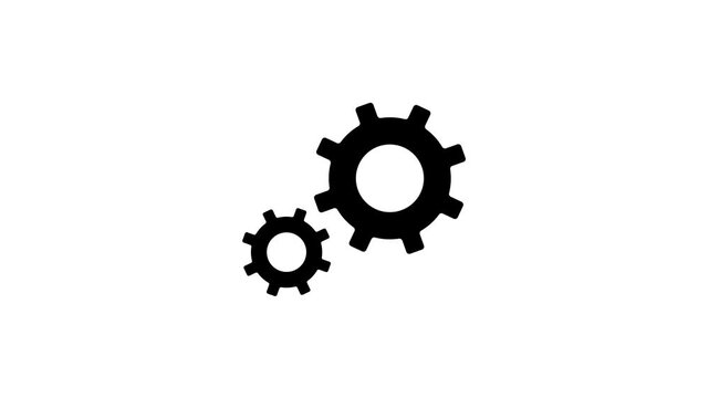 Gears on white background. Icon animation. 4K