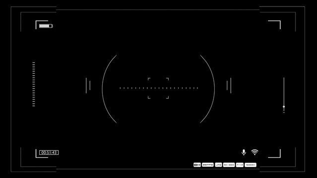 Сamera viewfinder interface, digital camera screen, video recording UI, cinematic overlay, camera settings display, photography HUD