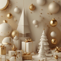 christmas tree with balls 3d