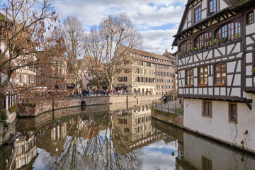 2024, 30 December, Alsace, December: view of Old city center of Strasbourg town with colorful houses.