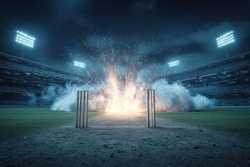 night cricket explosion scene