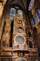 2024, 30 December, France, Alsace, Strasbourg: View of Notre Dame cathedral with frame houses