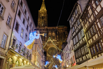 2024, 30 December, Alsace, December: view of Old city center of Strasbourg town with colorful houses.