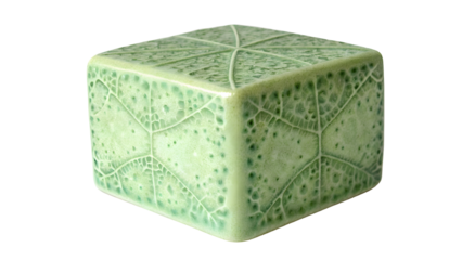 Textured Green Geometric Cube Decorative Box