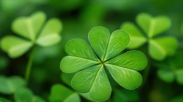 Video Detailed shot of a rare four-leaf clover, great for nature and luck-themed projects