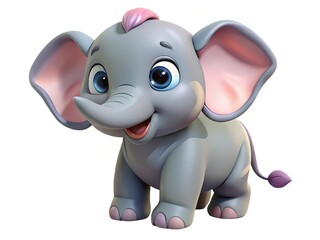 Obraz premium Adorable baby elephant cartoon character with big ears and sweet expression