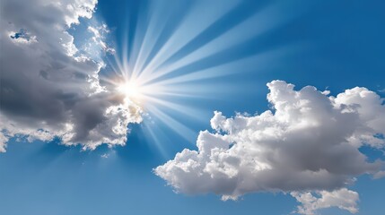 Sunbeams breaking through clouds in blue sky sky, nature, sun, cloud, blue, sunlight, white