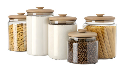 Set of Five Modern Kitchen Food Storage Canisters
