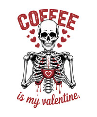 Skeleton Coffee Valentine PNG