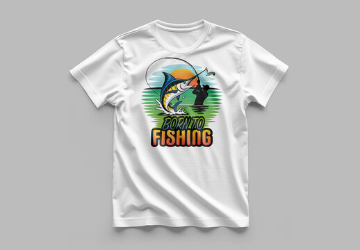 Born To Fishing Tshirt Design With Colorful Fisherman And Fish Graphic