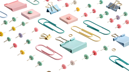 Colorful Office Supplies on White Background