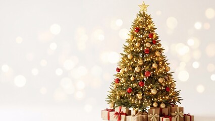 Obraz premium Elegant Christmas Tree Glow with Warm Festive Lights