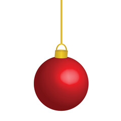 Red christmas ball isolated on white background.Red bauble.Merry Christmas and happy new year.Winter Holiday Decoration Ornaments.Xmas element.Celebration decoration element.Vector illustration.