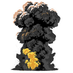 Dramatic explosion with billowing smoke and intense flames. This image captures the raw power of an explosion, showcasing fire and smoke in a dynamic display