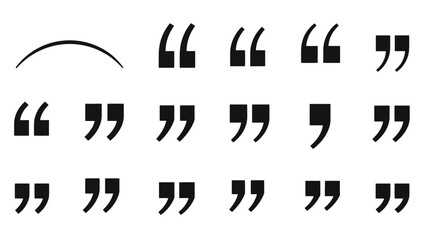 Variety of Quotation Mark Styles Explore Black, Minimalist Designs for Precise Text Emphasis