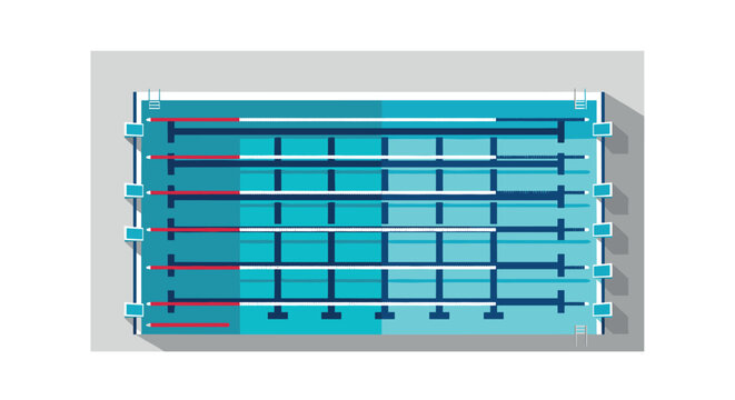 Modern swimming pool illustration featuring lanes and diving platforms for sport and fitness design
