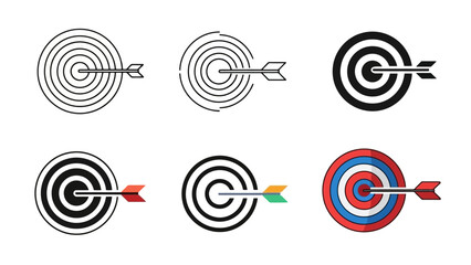 Diverse collection of target icons representing goals, strategy, and precision in business and achievement