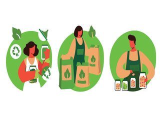 Sustainable living and eco-friendly recycling practices illustrated