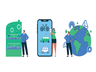 Vector illustration set of eco friendly concepts and green technology