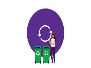 Person Responsibly Sorting Waste for Recycling in Green Bins Promoting Eco-Friendly Practices