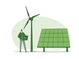 Renewable energy solutions and sustainable development concept