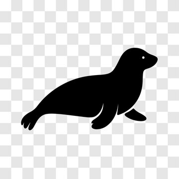 Grey Seal Silhouette &ndash; Black Vector Icon on Transparent Background