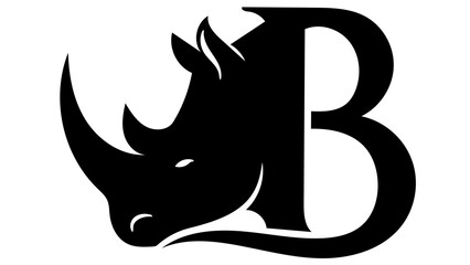 Bold rhino head merges seamlessly with letter B for a unique brand logo or powerful symbol design element