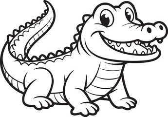 Naklejka premium Cheerful Alligator Cartoon Illustration Outline Vector for Kids Designs