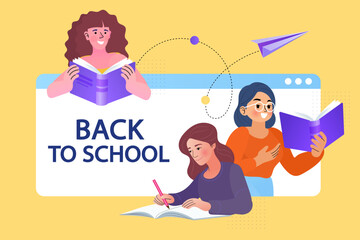 Joyful students actively preparing for the new semester with books and digital tools. A vibrant concept of back-to-school excitement, academic readiness, and the joy of modern education.