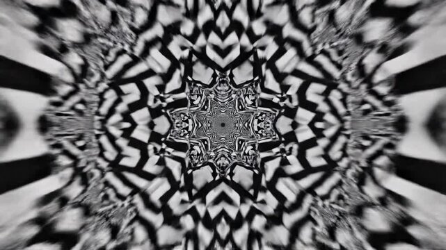 Abstract geometric pattern shifting in seamless black and white motion loop creating an illusion of infinite depth illusion, shifting, minimal