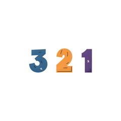 Countdown numbers three two one bold and bright