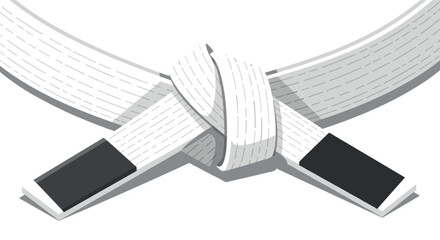 Martial arts achievement symbol: white belt with black tips for training and discipline