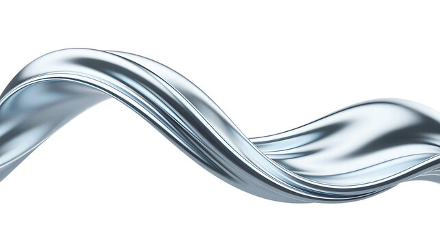 A flowing liquid metal wave with a metallic sheen isolated on transparent background