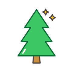 Simple sparkling green Christmas tree icon design