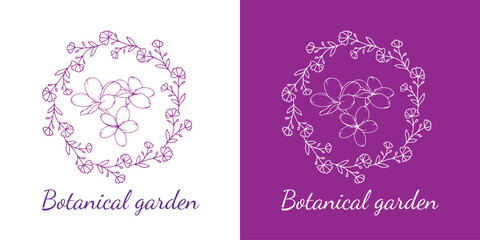 Vintage Botanical Garden Logo &ndash; Hand Drawn Flower Badge