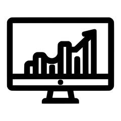 Online Marketing Data Analysis Statistics Icon on Desktop Monitor