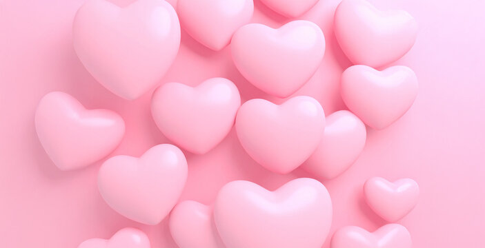 ピンクのハートの集合