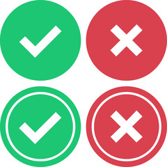 green checkmark red cross mark flat circle vector icon set © RayZing  