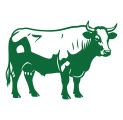 Obraz premium A clean minimalist illustration of a green and white cow on a transparent background