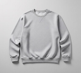 Blank Grey Crewneck Sweatshirt Flat Lay Mockup on Light Background © Drip