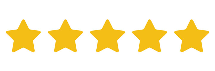 Five stars icon Vector. Five stars customer product rating review flat icon for apps and websites.