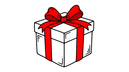 Gift box with red bow on top, perfect for presents, surprise, celebration, and holidays