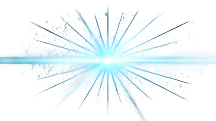 Obraz premium Ultra-Vibrant Blue Cyan Neon Glow – Horizontal Light Rays, Beam Flare, Luminous Streaks PNG, Futuristic Transparent Background 